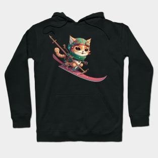 Cat on a Snowboard Hoodie